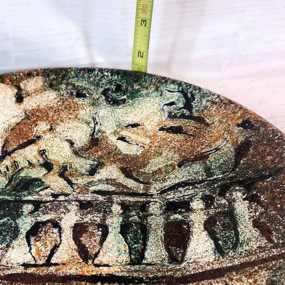 Vintage Signed Verna Plate Decorative Art Depicting Figures‎ and Animals